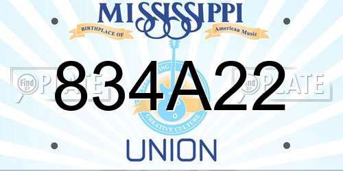 834A22 Mississippi License Plate