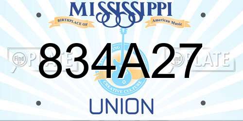 834A27 Mississippi License Plate