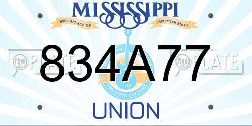 834A77 Mississippi License Plate