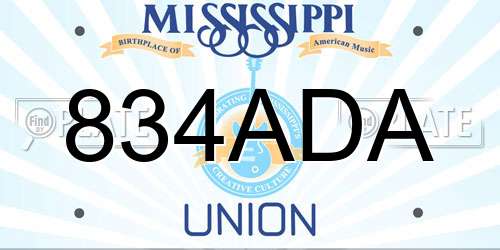 834ADA Mississippi License Plate
