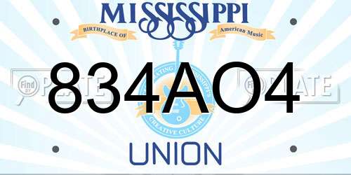 834AO4 Mississippi License Plate