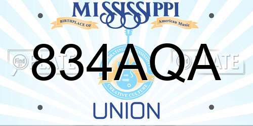 834AQA Mississippi License Plate
