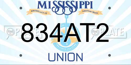 834AT2 Mississippi License Plate