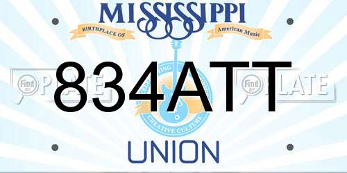 834ATT Mississippi License Plate