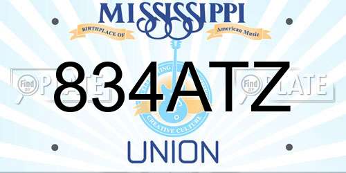 834ATZ Mississippi License Plate