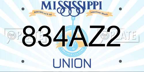 834AZ2 Mississippi License Plate