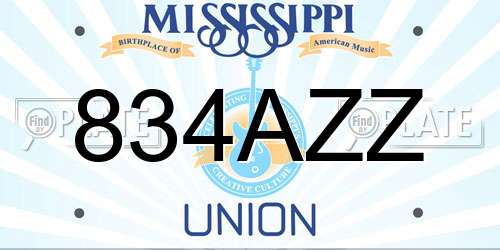 834AZZ Mississippi License Plate