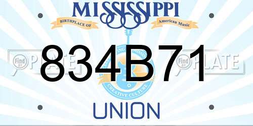 834B71 Mississippi License Plate