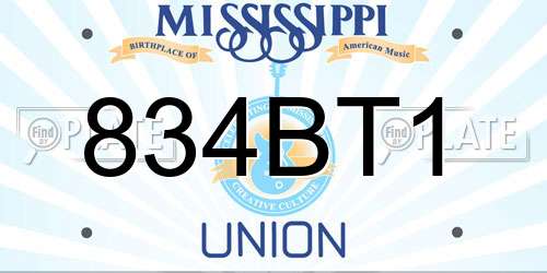 834BT1 Mississippi License Plate