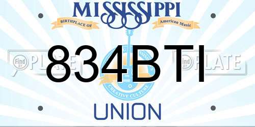 834BTI Mississippi License Plate