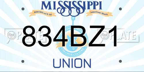 834BZ1 Mississippi License Plate