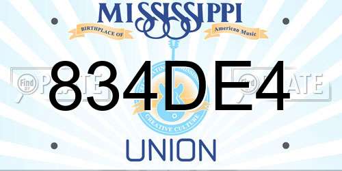 834DE4 Mississippi License Plate