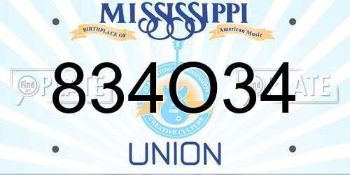 834O34 Mississippi License Plate