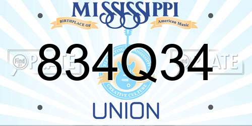 834Q34 Mississippi License Plate