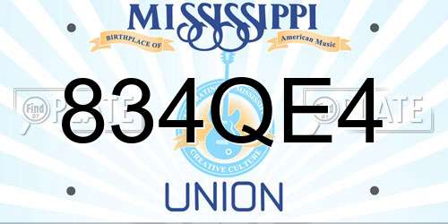 834QE4 Mississippi License Plate