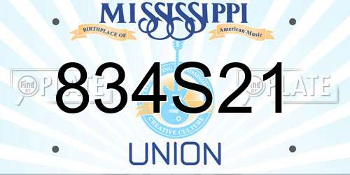 834S21 Mississippi License Plate