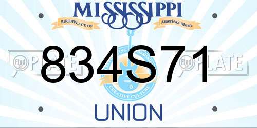 834S71 Mississippi License Plate