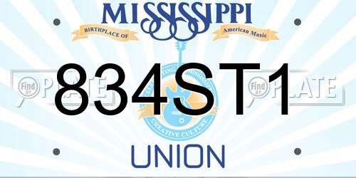 834ST1 Mississippi License Plate