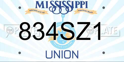 834SZ1 Mississippi License Plate