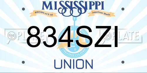 834SZI Mississippi License Plate
