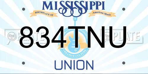 834TNU Mississippi License Plate