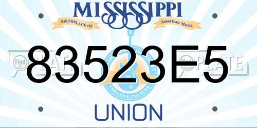 83523E5 Mississippi License Plate
