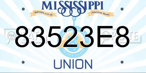 83523E8 Mississippi License Plate