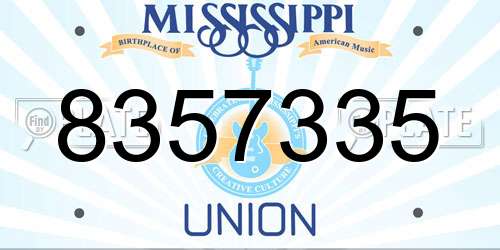 8357335 Mississippi License Plate