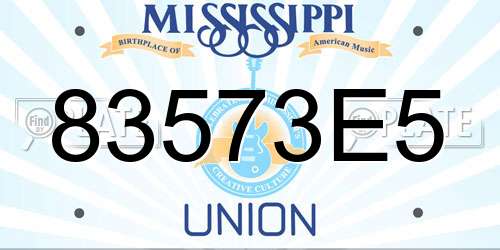 83573E5 Mississippi License Plate