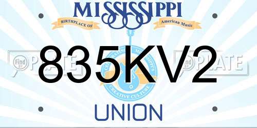 835KV2 Mississippi License Plate