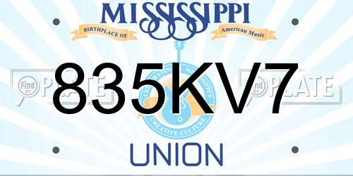 835KV7 Mississippi License Plate