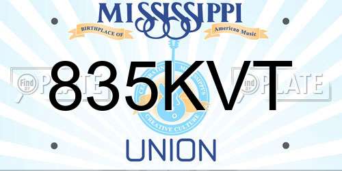 835KVT Mississippi License Plate