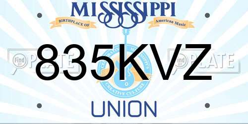 835KVZ Mississippi License Plate