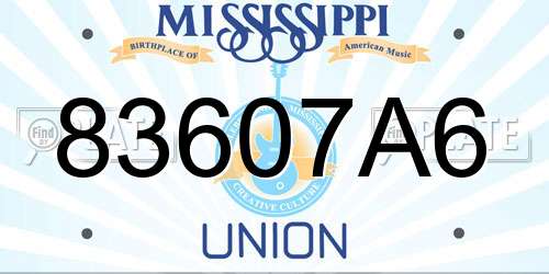 83607A6 Mississippi License Plate