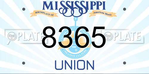 8365 Mississippi License Plate