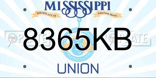 8365KB Mississippi License Plate