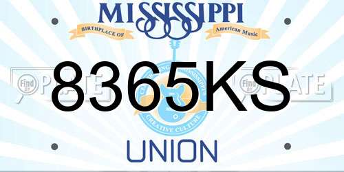 8365KS Mississippi License Plate