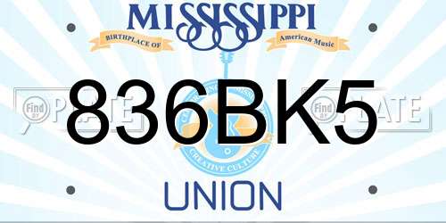 836BK5 Mississippi License Plate