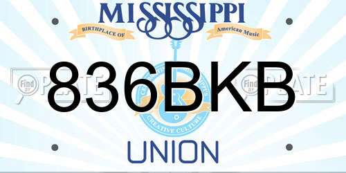 836BKB Mississippi License Plate