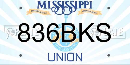 836BKS Mississippi License Plate