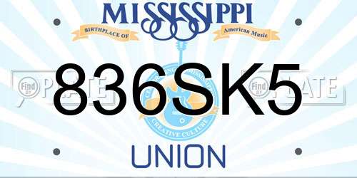 836SK5 Mississippi License Plate