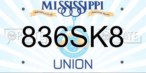 836SK8 Mississippi License Plate