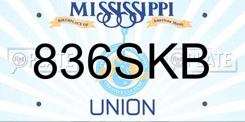 836SKB Mississippi License Plate