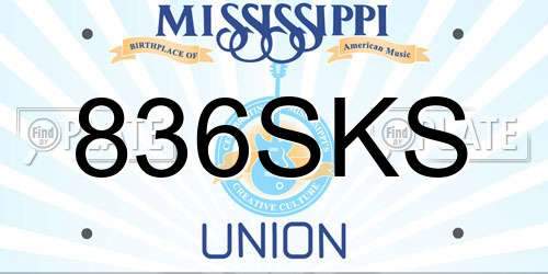 836SKS Mississippi License Plate