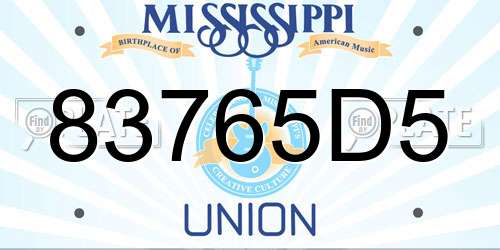 83765D5 Mississippi License Plate