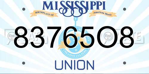 83765O8 Mississippi License Plate