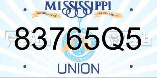 83765Q5 Mississippi License Plate