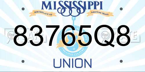 83765Q8 Mississippi License Plate