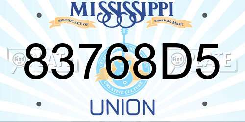 83768D5 Mississippi License Plate