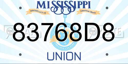 83768D8 Mississippi License Plate